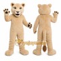 Beige Cougar Mascot Costume with Custom Logo