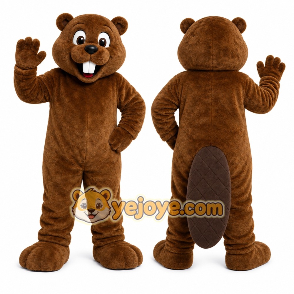 Brown Beaver Mascot Costume with Custom Logo