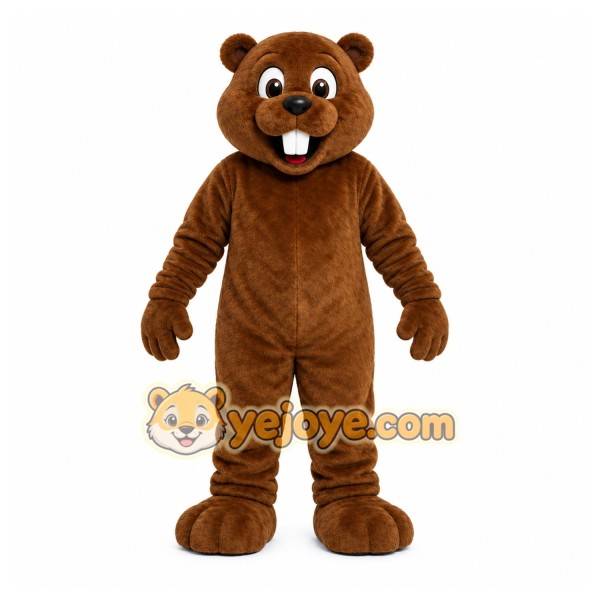Brown Beaver Mascot Costume with Custom Logo