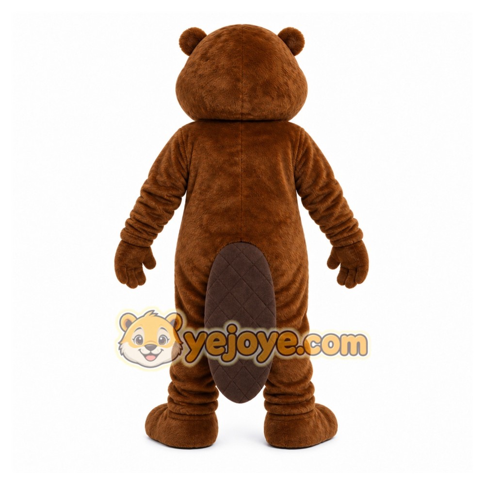 Brown Beaver Mascot Costume with Custom Logo