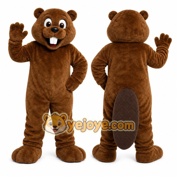Brown Beaver Mascot Costume with Custom Logo