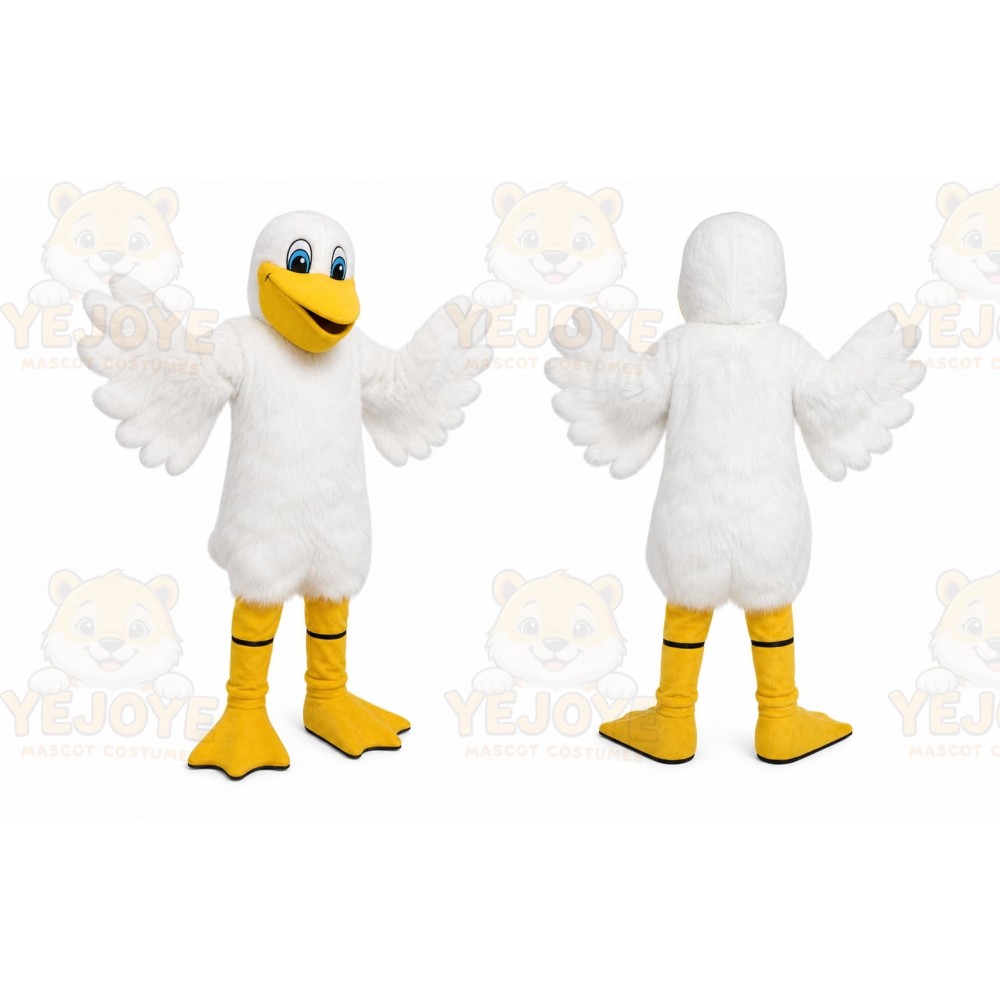 White Bird Mascot Costume with Custom Logo