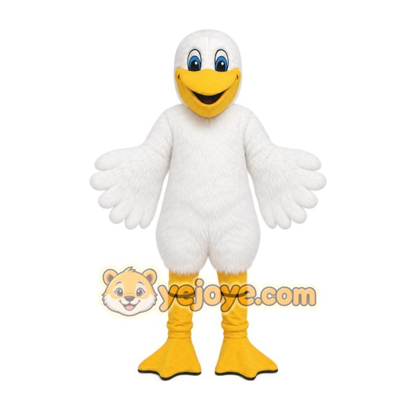 White Bird Mascot Costume with Custom Logo White Bird Mascot Costume with Custom Logo