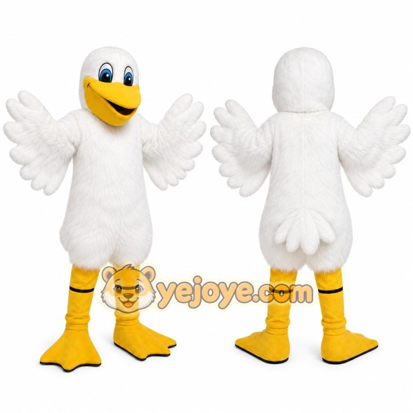 White Bird Mascot Costume with Custom Logo