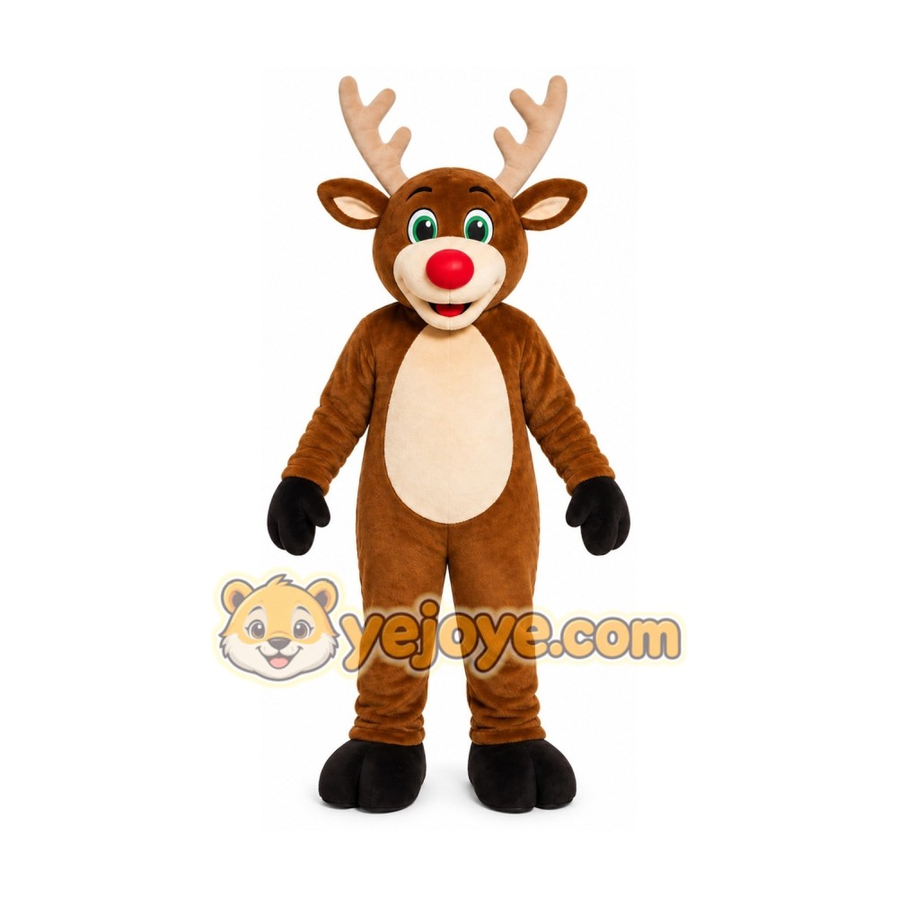 Brown Reindeer Mascot Costume with Custom Logo Brown Reindeer Mascot Costume with Custom Logo