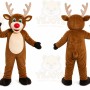 Brown Reindeer Mascot Costume with Custom Logo