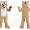 Beige Tiger Mascot Costume with Custom Logo