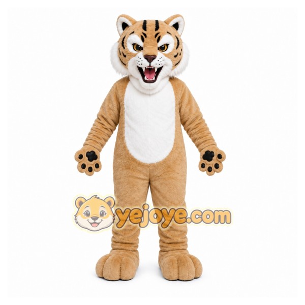 Beige Tiger Mascot Costume with Custom Logo Beige Tiger Mascot Costume with Custom Logo