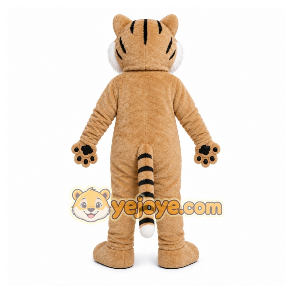 Beige Tiger Mascot Costume with Custom Logo Beige Tiger Mascot Costume with Custom Logo