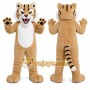 Beige Tiger Mascot Costume with Custom Logo