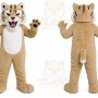 Beige Tiger Mascot Costume with Custom Logo