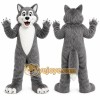 Gray Wolf Mascot Costume with Custom Logo Gray Wolf Mascot Costume with Custom Logo