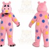 Pink Hippopotamus Mascot Costume with Custom Logo