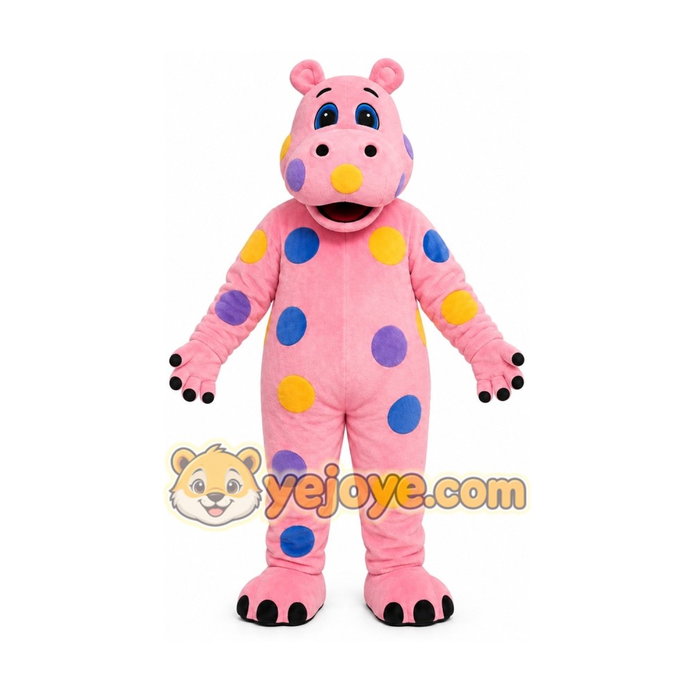 Pink Hippopotamus Mascot Costume with Custom Logo Pink Hippopotamus Mascot Costume with Custom Logo