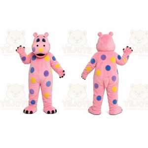 Pink Hippopotamus Mascot Costume with Custom Logo