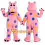 Pink Hippopotamus Mascot Costume with Custom Logo