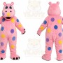 Pink Hippopotamus Mascot Costume with Custom Logo
