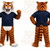 Orange Tiger Mascot Costume with Custom Logo