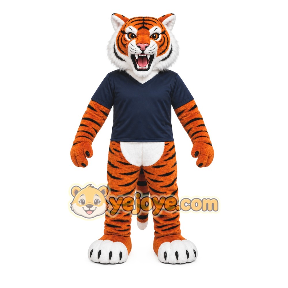 Orange Tiger Mascot Costume with Custom Logo Orange Tiger Mascot Costume with Custom Logo