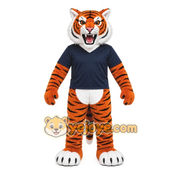 Orange Tiger Mascot Costume with Custom Logo