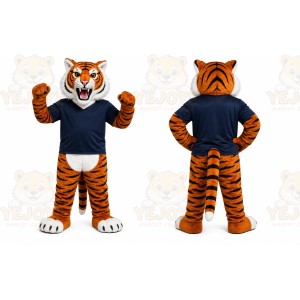 Orange Tiger Mascot Costume with Custom Logo