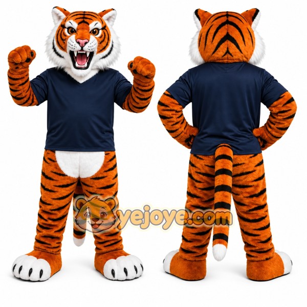 Orange Tiger Mascot Costume with Custom Logo