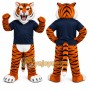 Orange Tiger Mascot Costume with Custom Logo