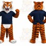 Orange Tiger Mascot Costume with Custom Logo