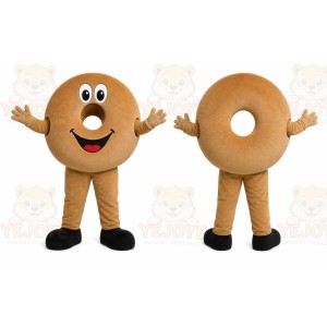 Brown Donut Mascot Costume with Custom Logo