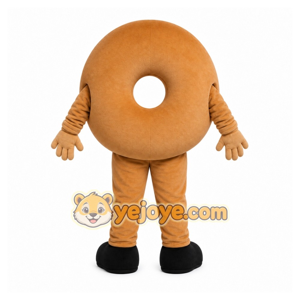 Brown Donut Mascot Costume with Custom Logo