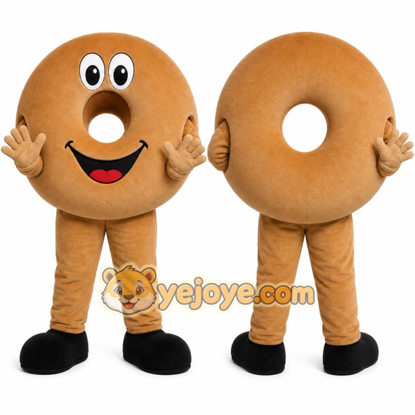 Brown Donut Mascot Costume with Custom Logo