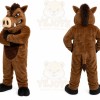 Brown Boar Mascot Costume with Custom Logo