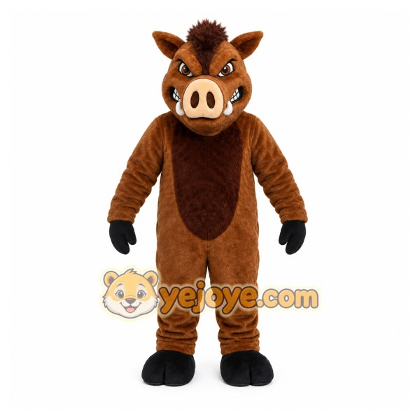 Brown Boar Mascot Costume with Custom Logo