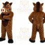 Brown Boar Mascot Costume with Custom Logo