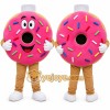 Pink Donut Mascot Costume with Custom Logo