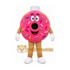 Pink Donut Mascot Costume with Custom Logo