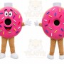 Pink Donut Mascot Costume with Custom Logo
