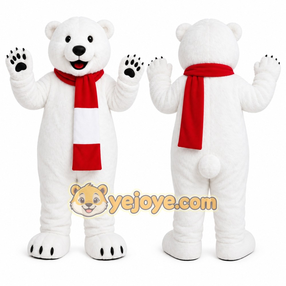 White Bear Mascot Costume with Custom Logo White Bear Mascot Costume with Custom Logo