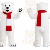 White Bear Mascot Costume with Custom Logo