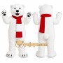 White Bear Mascot Costume with Custom Logo