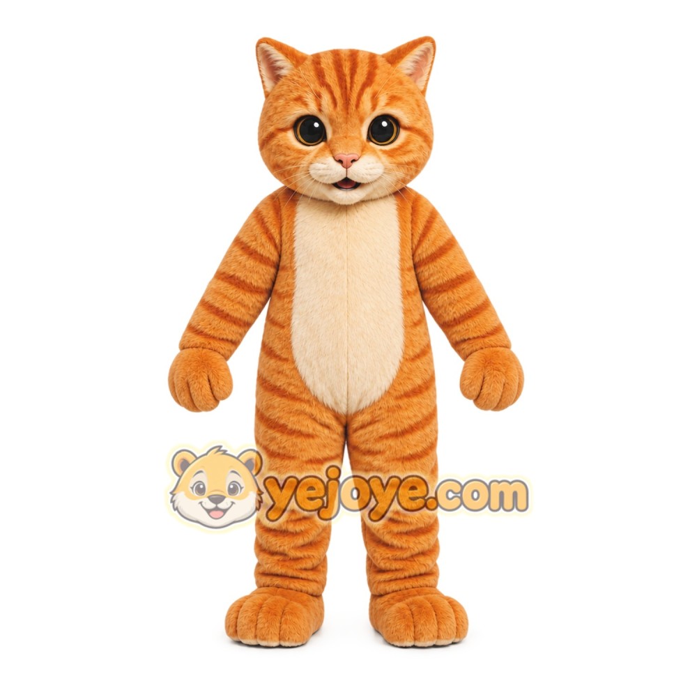 Orange Cat Mascot Costume with Custom Logo Orange Cat Mascot Costume with Custom Logo