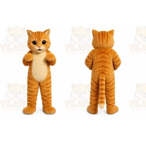 Orange Cat Mascot Costume with Custom Logo