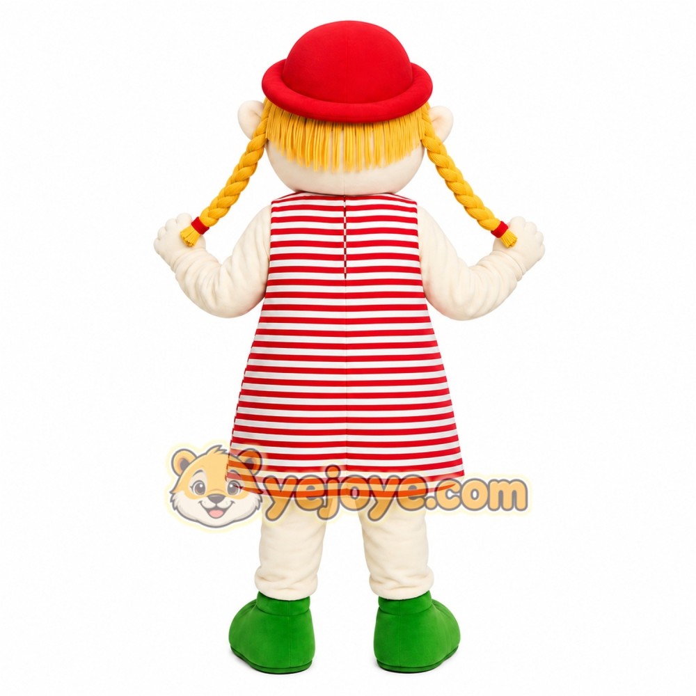 Red Girl Mascot Costume with Custom Logo Red Girl Mascot Costume with Custom Logo