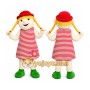 Red Girl Mascot Costume with Custom Logo