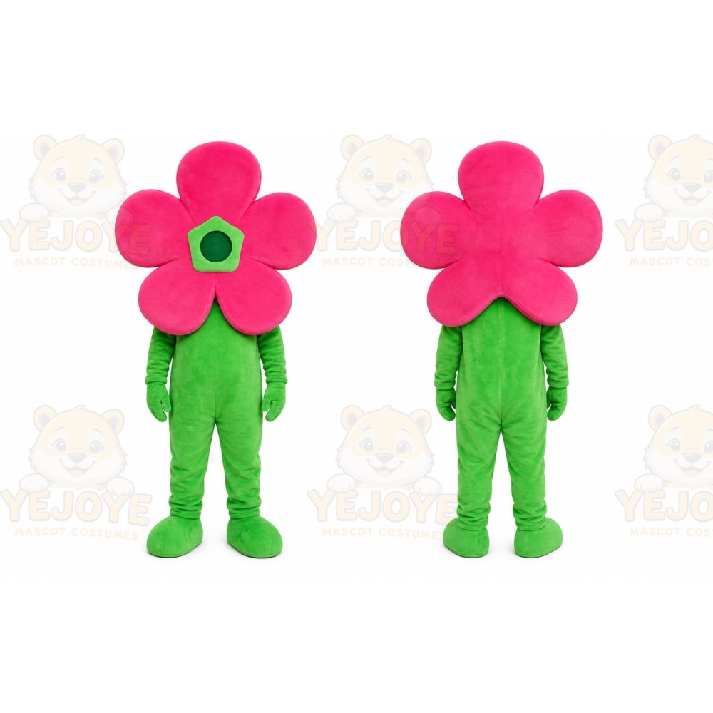 Green Flower Mascot Costume with Custom Logo