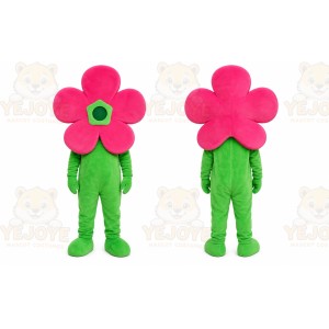 Green Flower Mascot Costume with Custom Logo