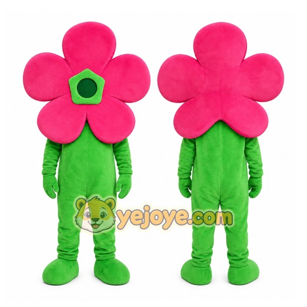 Green Flower Mascot Costume with Custom Logo