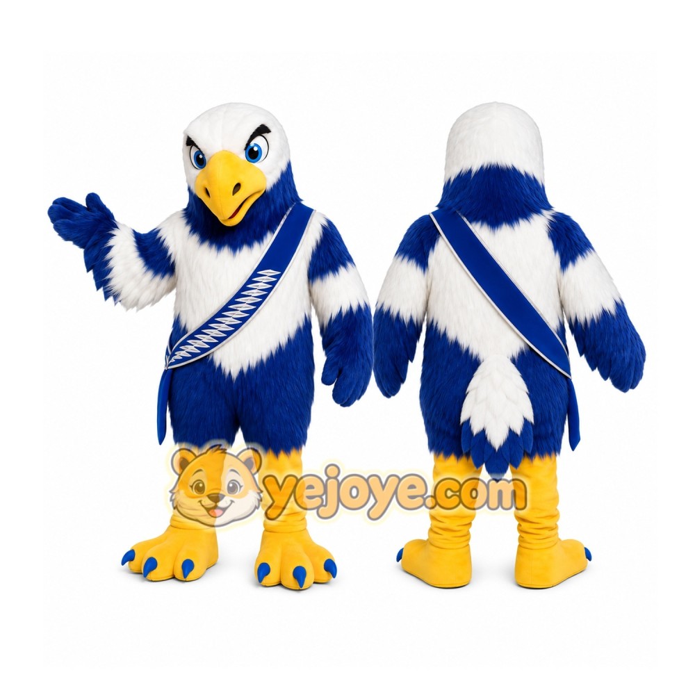 Blue Eagle Mascot Costume with Custom Logo Blue Eagle Mascot Costume with Custom Logo