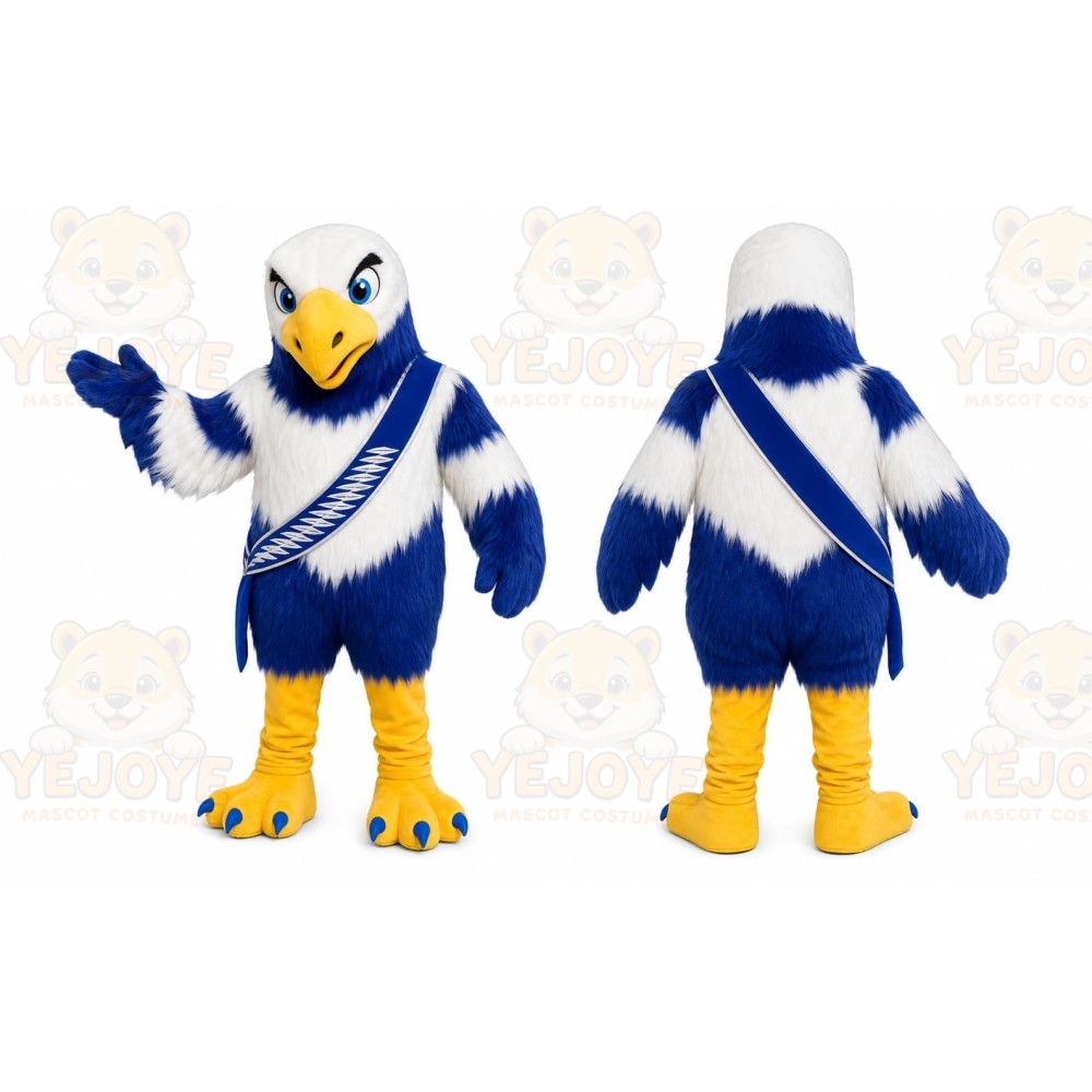 Blue Eagle Mascot Costume with Custom Logo
