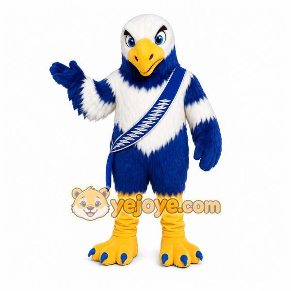 Blue Eagle Mascot Costume with Custom Logo
